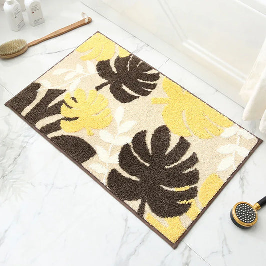 Garden of Gold Jacquard Bathroom Mat - Super Absorbent Non-Slip Rug (40x60cm), Toilet Floor Mat for Bathroom/Bedroom/Entryway - Mekamart Australia