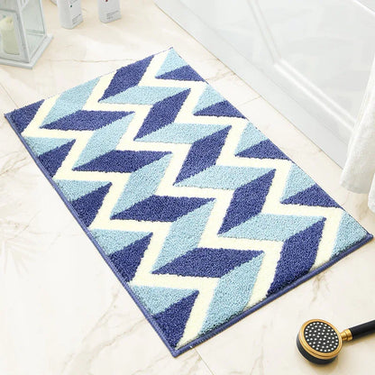Blue Bathroom Mat - Super Absorbent Non-Slip Rug (40x60cm), Toilet Floor Mat for Bathroom/Bedroom/Entryway - Mekamart Australia