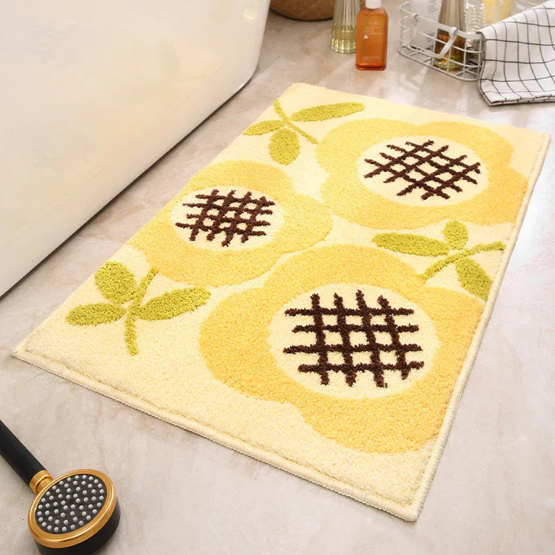 Sun Flowers Bathroom Mat - Super Absorbent Non-Slip Rug (40x60cm), Toilet Floor Mat for Bathroom/Bedroom/Entryway - Mekamart Australia