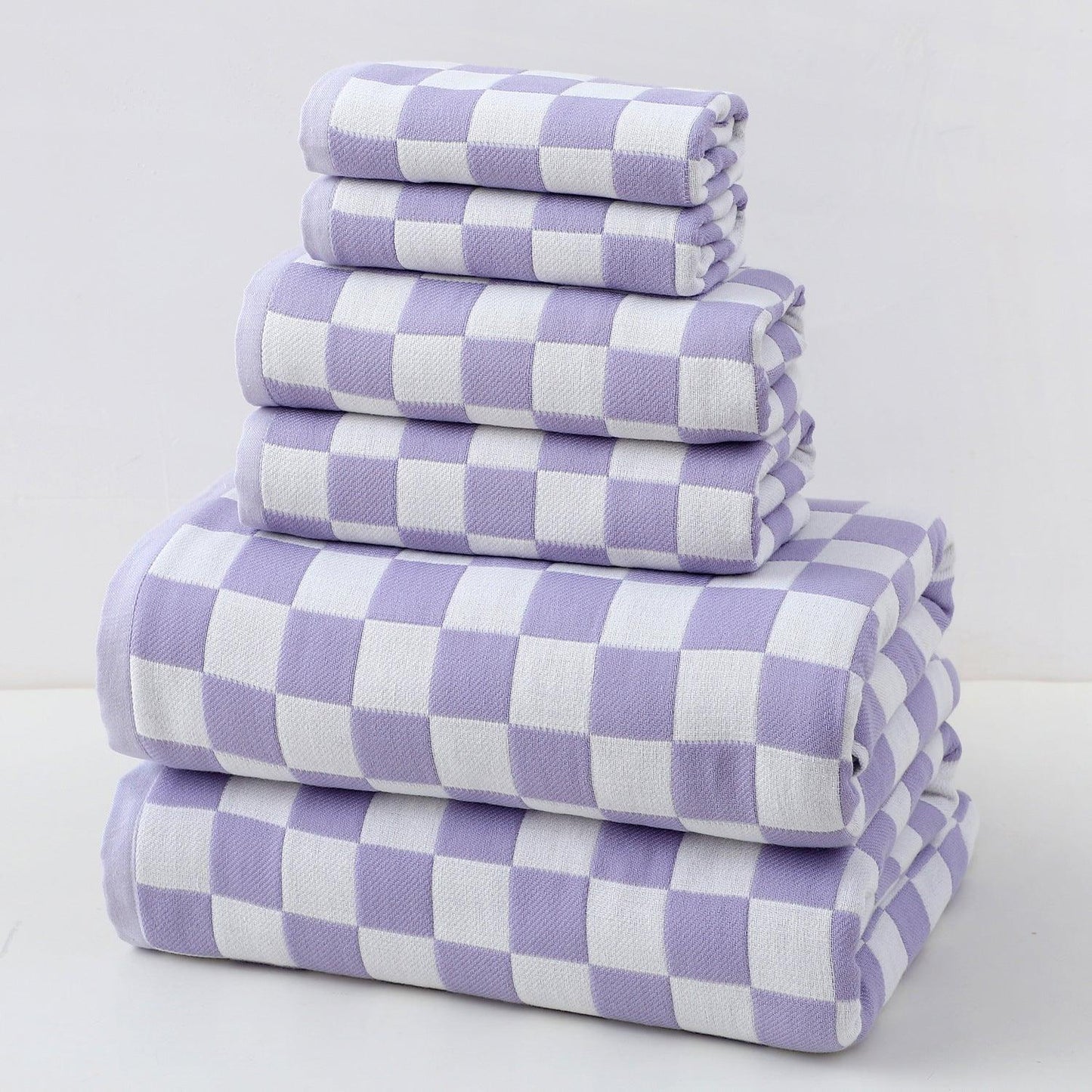 Purple Ultra-Soft 100% Cotton Gauze 6-Piece Towel Set | Absorbent & Quick-Dry Bath Towel - Mekamart Australia