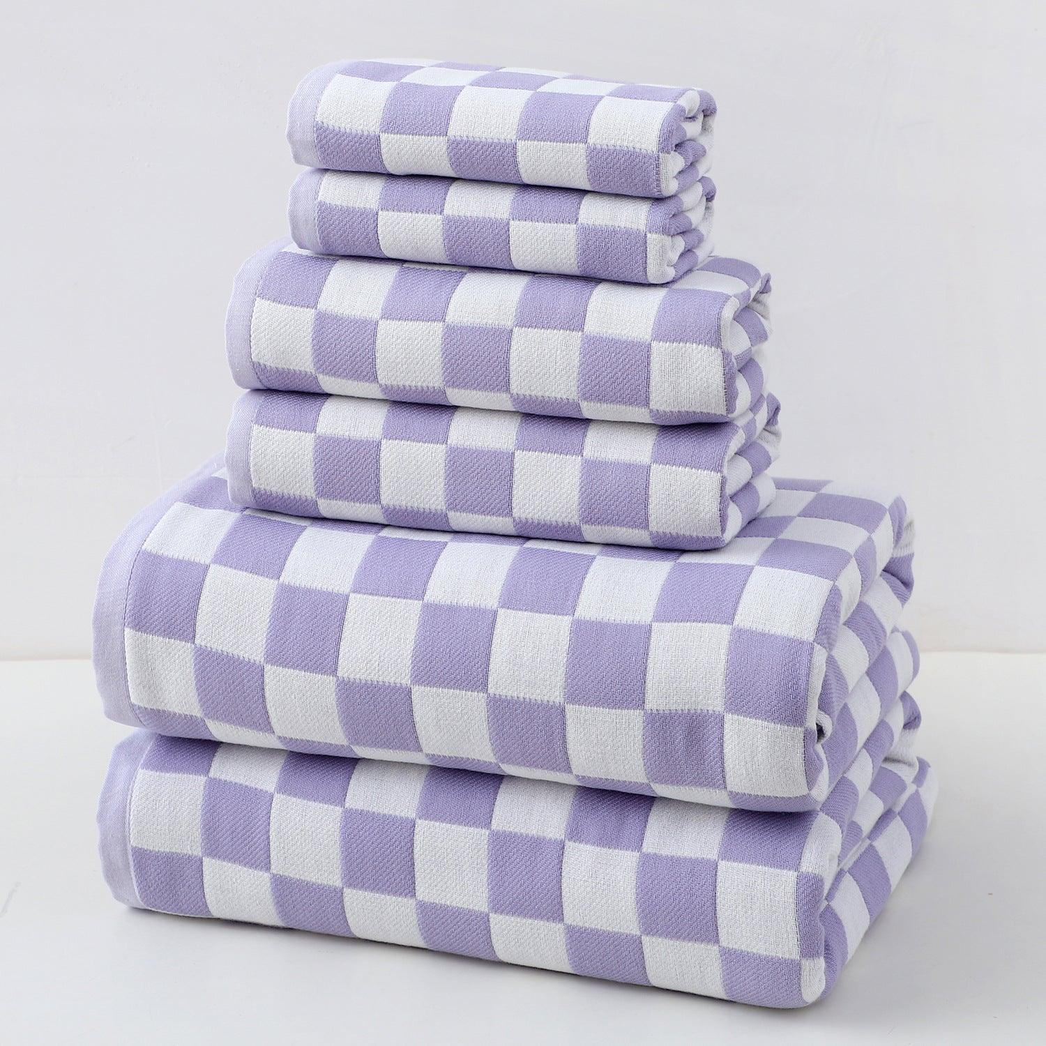 Purple Ultra-Soft 100% Cotton Gauze 6-Piece Towel Set | Absorbent & Quick-Dry Bath Towel - Mekamart Australia