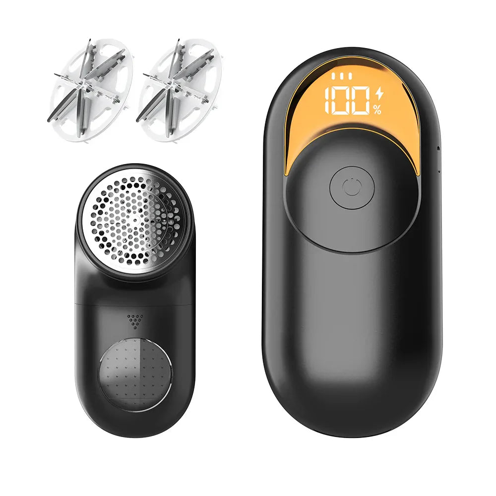 Black Digital Display Electric Lint Remover - 3-Speed USB Rechargeable Fabric Shaverc - Mekamart Australia