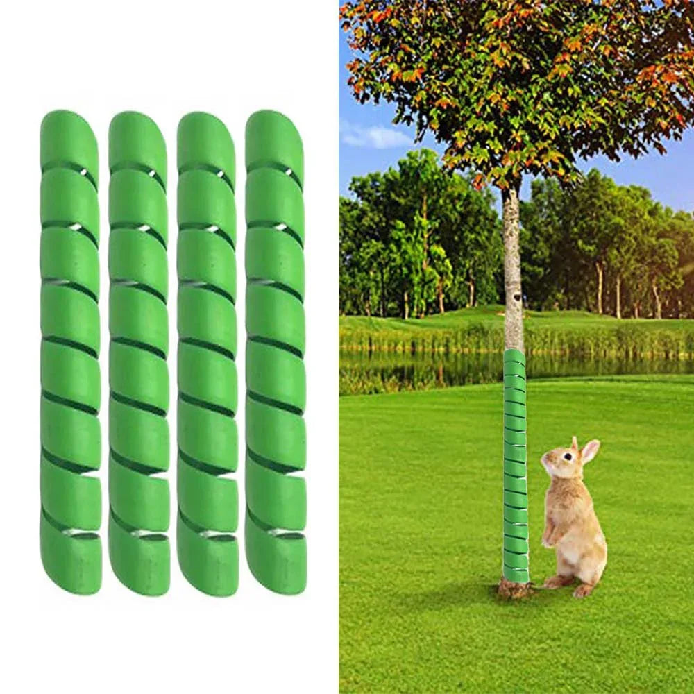 Green 4-Pack Spiral Tree Trunk Protector Guard - Flexible Sapling Bark Shield - Mekamart Australia