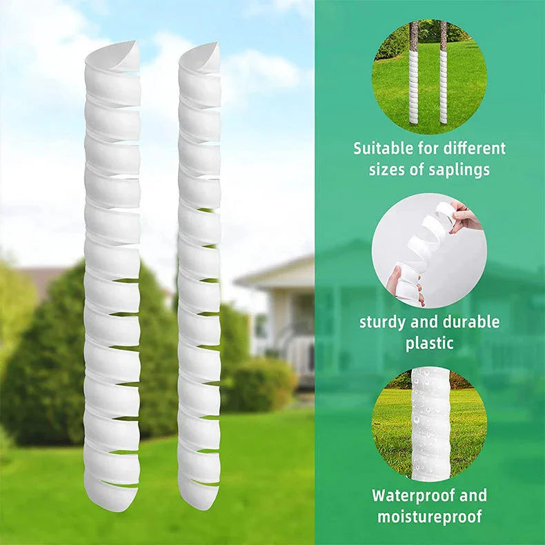 White 4-Pack Spiral Tree Trunk Protector Guard - Flexible Sapling Bark Shield - Mekamart Australia