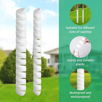 White 4-Pack Spiral Tree Trunk Protector Guard - Flexible Sapling Bark Shield - Mekamart Australia