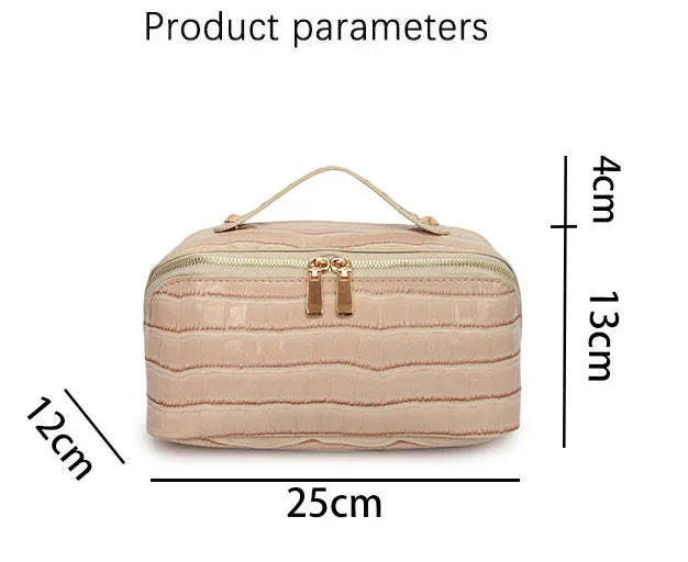 Green Chic Croc-Embossed Travel Makeup Case Large Capacity Cosmetic Organizer Bag - Mekamart Australia