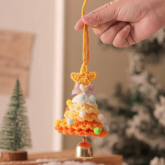 2PCS Multicolor-purple Handmade-Style Crochet Christmas Tree Ornament - Festive Plush Hanging Decor for Home & Car - Mekamart Australia