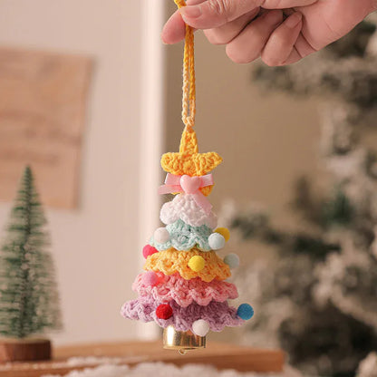 2PCS Orange Handmade-Style Crochet Christmas Tree Ornament - Festive Plush Hanging Decor for Home & Car - Mekamart Australia