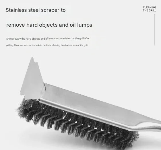 Plastics Handle Heavy Duty BBQ Grill Brush - Stainless Steel Wire Cleaner with Scraper for Effortless Grate Cleaning - Mekamart Australia