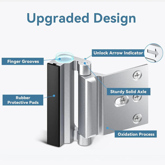 White Heavy-Duty Hotel Style Security Door Lock - Childproof Door Reinforcement Latch for Home Safety - Mekamart Australia