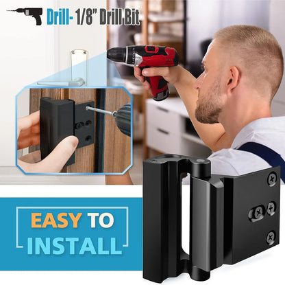 Silver Heavy-Duty Hotel Style Security Door Lock - Childproof Door Reinforcement Latch for Home Safety - Mekamart Australia