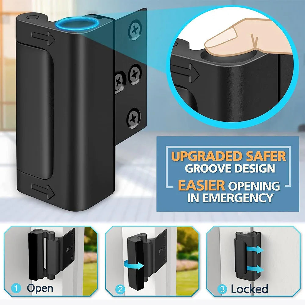 Black Heavy-Duty Hotel Style Security Door Lock - Childproof Door Reinforcement Latch for Home Safety - Mekamart Australia