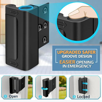 Black Heavy-Duty Hotel Style Security Door Lock - Childproof Door Reinforcement Latch for Home Safety - Mekamart Australia