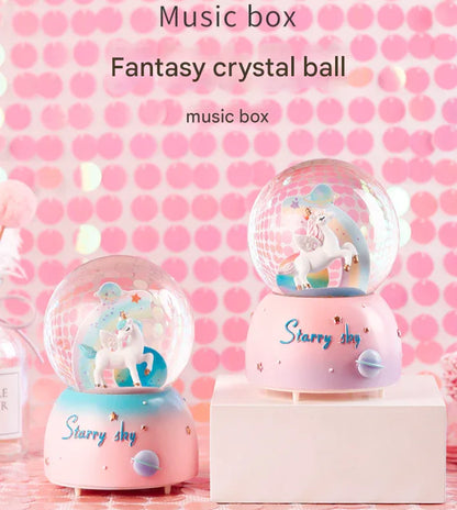 Enchanting Unicorn Snow Globe Music Box - Magical Starry Sky Musical Gift for Girls - Mekamart Australia