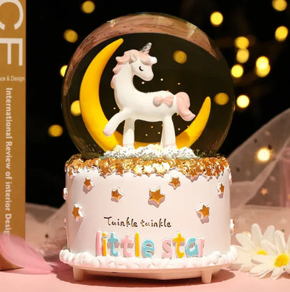 Enchanting Unicorn Snow Globe Music Box - Magical Starry Sky Musical Gift for Girls - Mekamart Australia