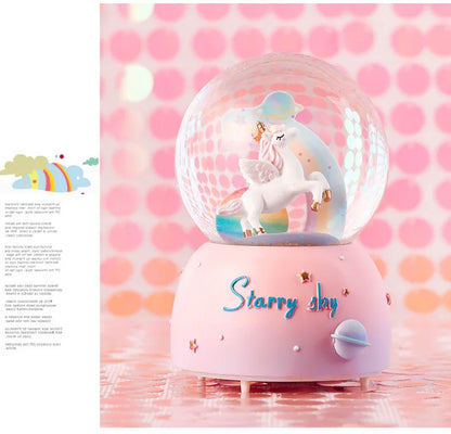 Enchanting Unicorn Snow Globe Music Box - Magical Starry Sky Musical Gift for Girls - Mekamart Australia