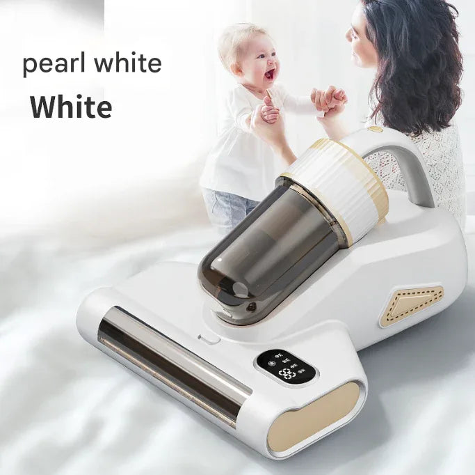 White Advanced Cordless UV-C Dust Mite Vacuum - Handheld Cleaner with Hot Air, Pulsating Pads & LED Display - Mekamart Australia