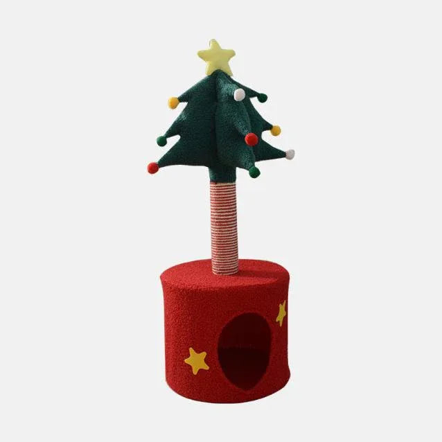 Festive Christmas Tree Cat Scratcher & Condo | 2-in-1 Sisal Post with Cozy Hideaway Bed - Mekamart Australia