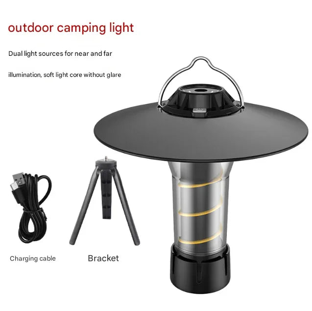 Vintage Lighthouse LED Camping Lantern | 5-Mode Rechargeable Light with Tripod - Mekamart Australia