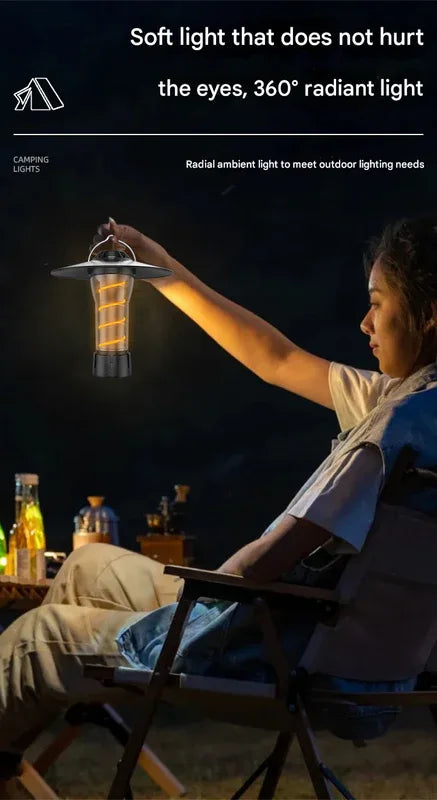 Vintage Lighthouse LED Camping Lantern | 5-Mode Rechargeable Light with Tripod - Mekamart Australia