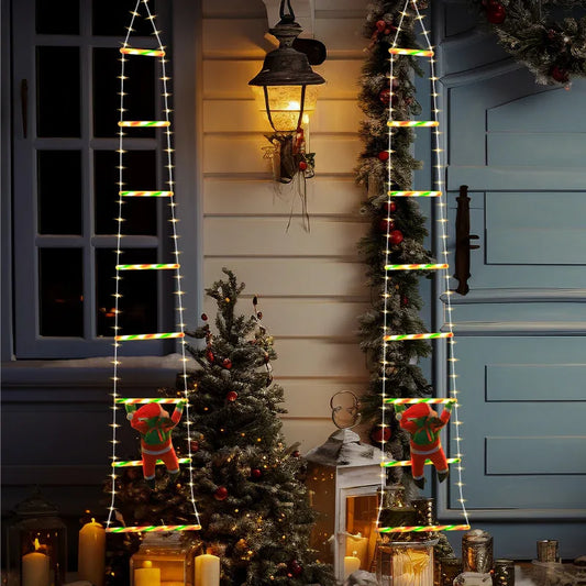 Festive Climbing Santa LED Ladder Light - USB Powered Outdoor Christmas Hanging Decoration with Remote(3m) - Mekamart Australia