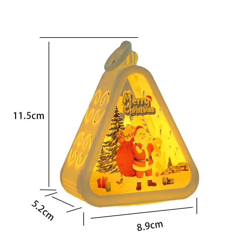 White Santa Claus Charming Christmas Scene Mini Lanterns (Set of 3) - Battery Operated LED Lights for a Cozy Holiday Glow - Mekamart Australia