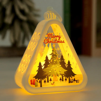 White Christmas tree Charming Christmas Scene Mini Lanterns (Set of 3) - Battery Operated LED Lights for a Cozy Holiday Glow - Mekamart Australia