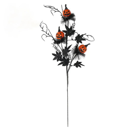 Halloween Black Twig & Pumpkin Stems (2-Pack) - Artificial Floral Picks for Spooky Arrangements - Mekamart Australia