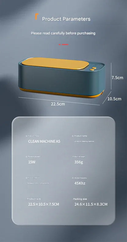 Pink Portable Ultrasonic Cleaner - 45kHz Professional High-Frequency Cleaning Machine for Jewellery, Glasses, Watches, and Makeup Brushes - Mekamart Australia