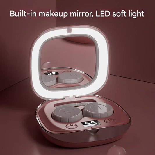Grey Portable Ultrasonic Contact Lens Cleaner - Automatic Electric Cleaning Case with LED Makeup Mirror, USB Rechargeable for Travel & Home - Mekamart Australia