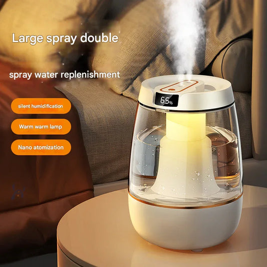 White 3.5L Smart Cool Mist Humidifier with Dual Nozzle & Digital Display - Ultra-Quiet Air Purifier for Bedroom and Office - Mekamart Australia
