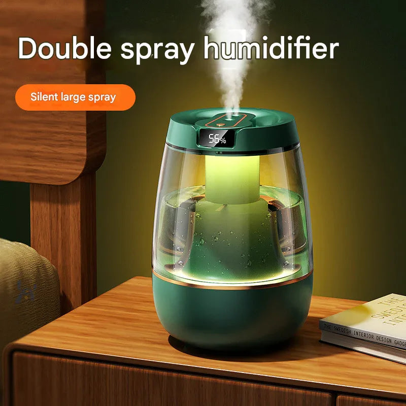 Green 3.5L Smart Cool Mist Humidifier with Dual Nozzle & Digital Display - Ultra-Quiet Air Purifier for Bedroom and Office - Mekamart Australia