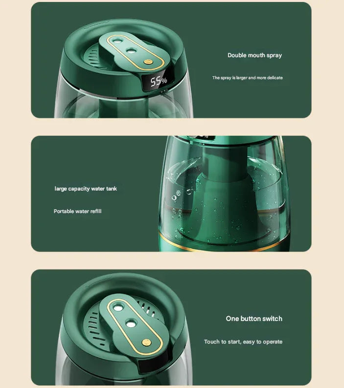 Green 3.5L Smart Cool Mist Humidifier with Dual Nozzle & Digital Display - Ultra-Quiet Air Purifier for Bedroom and Office - Mekamart Australia