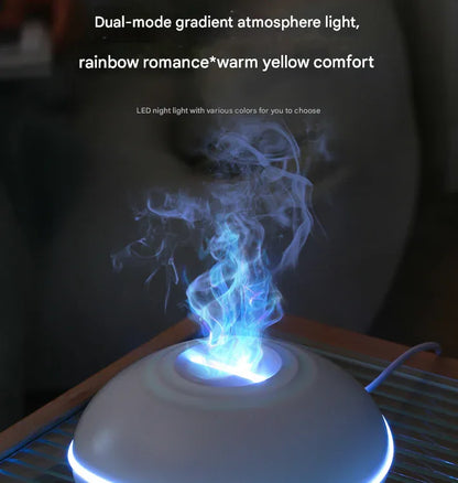 Black Mini USB Aromatherapy Diffuser with Flame Projection - Portable Humidifier for Home and Car Use - Mekamart Australia