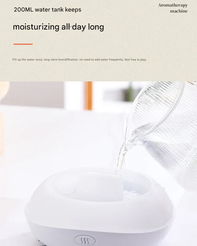 Black Mini USB Aromatherapy Diffuser with Flame Projection - Portable Humidifier for Home and Car Use - Mekamart Australia