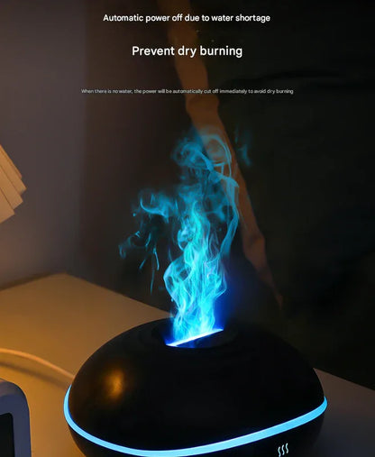 Black Mini USB Aromatherapy Diffuser with Flame Projection - Portable Humidifier for Home and Car Use - Mekamart Australia