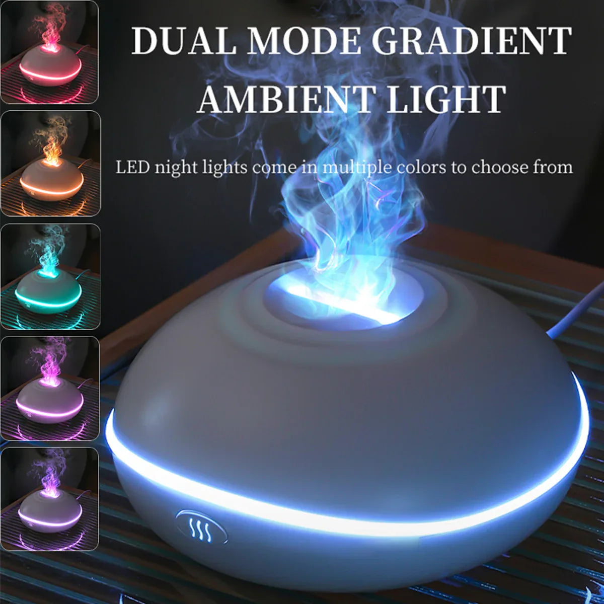 White Mini USB Aromatherapy Diffuser with Flame Projection - Portable Humidifier for Home and Car Use - Mekamart Australia