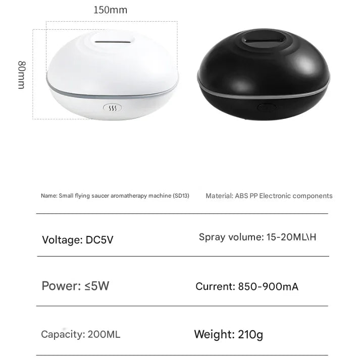 White Mini USB Aromatherapy Diffuser with Flame Projection - Portable Humidifier for Home and Car Use - Mekamart Australia