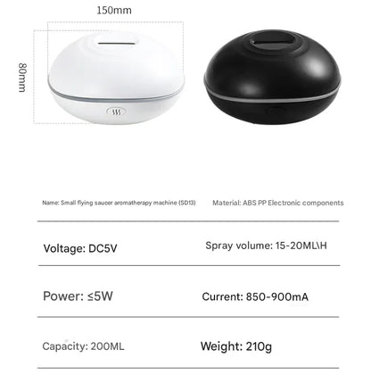 White Mini USB Aromatherapy Diffuser with Flame Projection - Portable Humidifier for Home and Car Use - Mekamart Australia