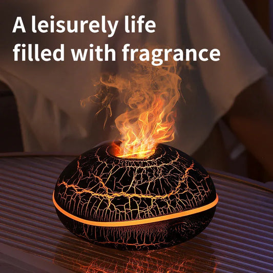 Crack color Mini USB Aromatherapy Diffuser with Flame Projection - Portable Humidifier for Home and Car Use - Mekamart Australia