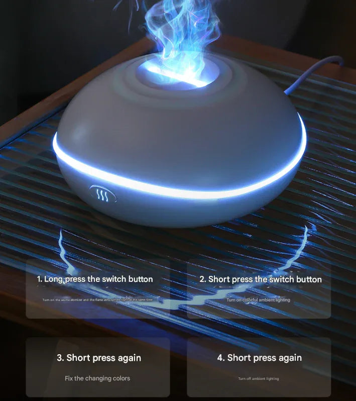 Crack color Mini USB Aromatherapy Diffuser with Flame Projection - Portable Humidifier for Home and Car Use - Mekamart Australia