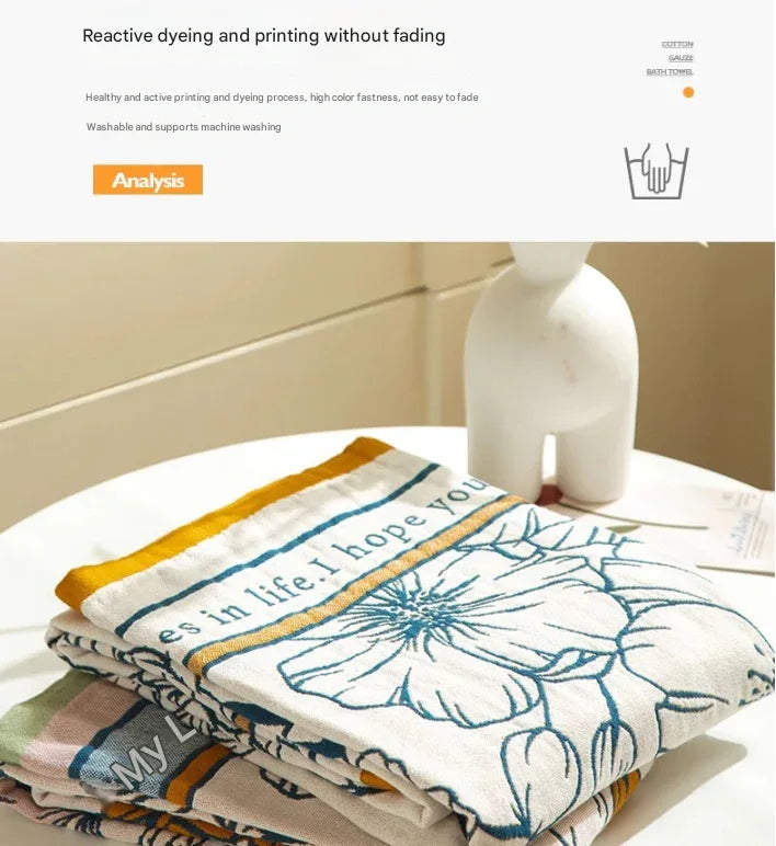 Rural breeze 40S Pure Cotton Gauze Bath Towel - Extra Large, Thick, Soft, and Highly Absorbent for Adults - Mekamart Australia