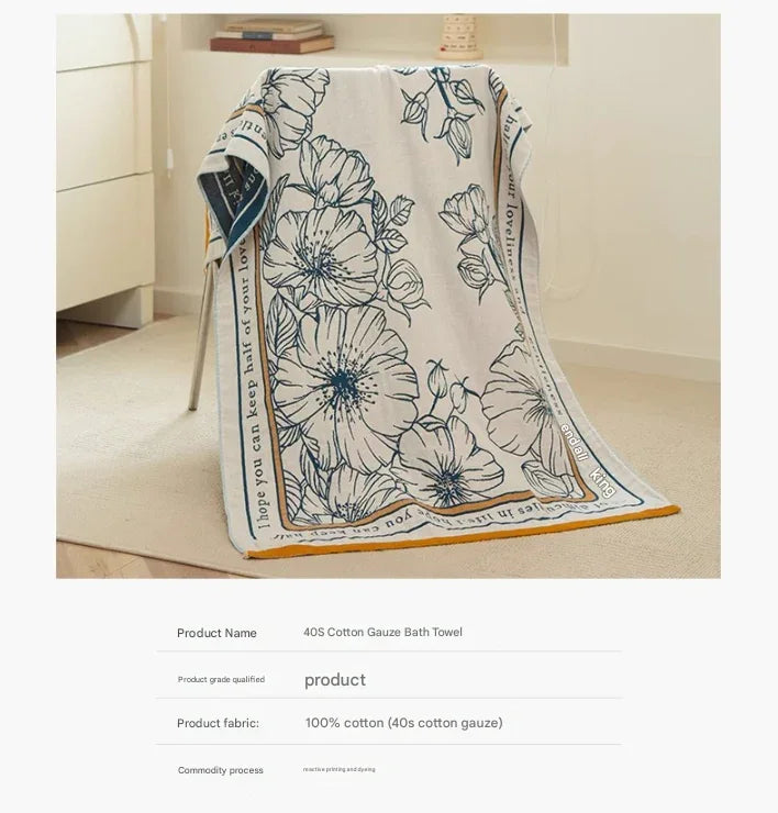 Rural breeze 40S Pure Cotton Gauze Bath Towel - Extra Large, Thick, Soft, and Highly Absorbent for Adults - Mekamart Australia