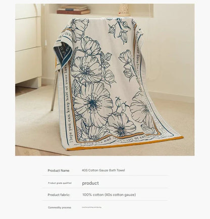 Rural breeze 40S Pure Cotton Gauze Bath Towel - Extra Large, Thick, Soft, and Highly Absorbent for Adults - Mekamart Australia