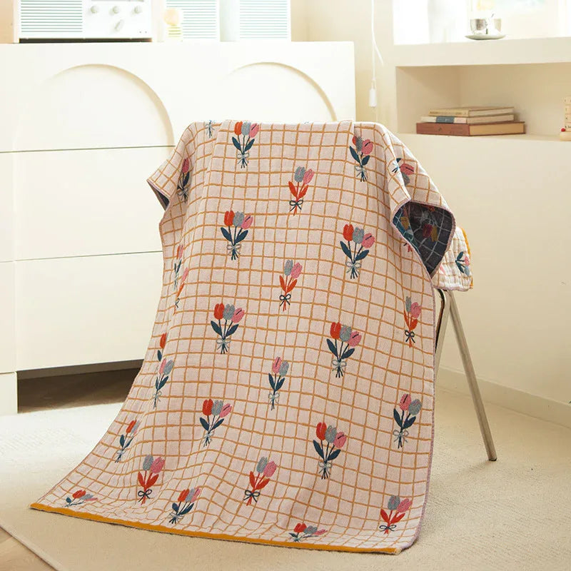The Story of Broken Flowers 40S Pure Cotton Gauze Bath Towel - Extra Large, Thick, Soft, and Highly Absorbent for Adults - Mekamart Australia
