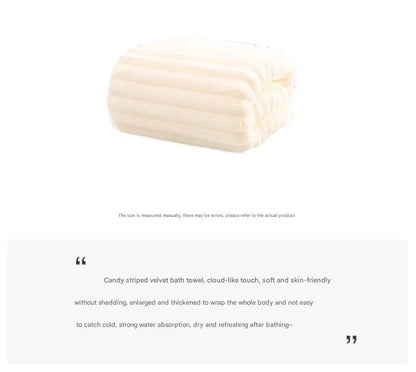 Grey Plush Ribbed Coral Fleece 3-Piece Towel Set - Ultra Soft & Absorbent Bath, Hand Towel and Hair Wrap - Mekamart Australia