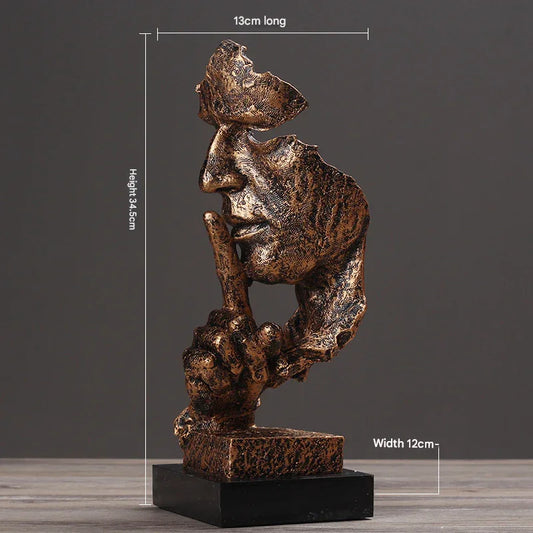 Gold Modern 'Silence is Golden' Abstract Sculpture - Nordic Resin Art Statue for Office & Living Room Decor - Mekamart Australia