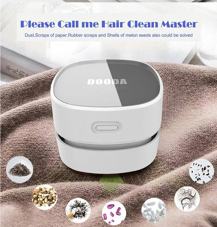 White Rechargeable Cordless Mini Desktop Vacuum - Portable Handheld Cleaner for Desk, Keyboard, Crumb & Dust - Mekamart Australia