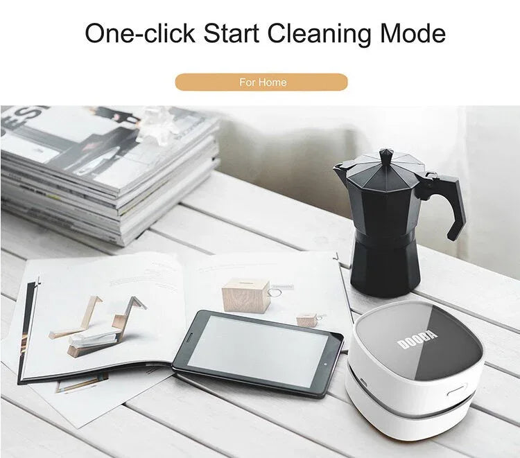 Blue Rechargeable Cordless Mini Desktop Vacuum - Portable Handheld Cleaner for Desk, Keyboard, Crumb & Dust - Mekamart Australia