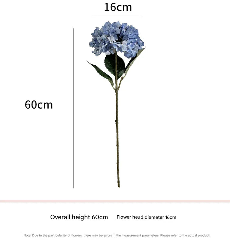 5-Piece Dark Blue Premium Lifelike Hydrangea Artificial Flowers- 60cm Long Stem Faux Floral Bouquet for Home, Wedding & Vase Decor - Mekamart Australia